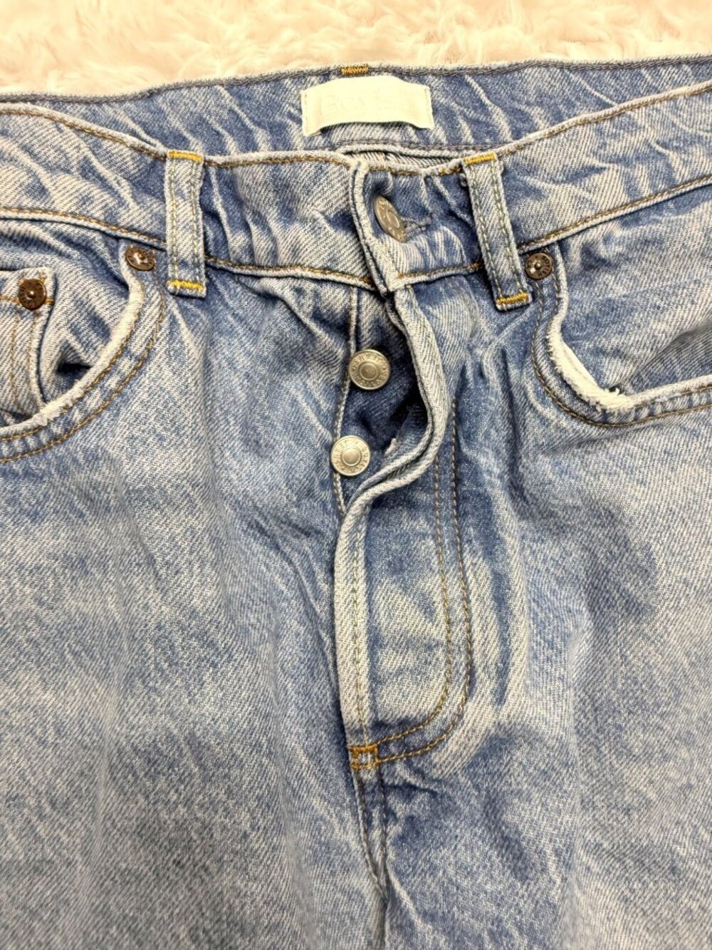 Boyish By Her The Tommy Button Fly High Rise Straight Distressed Jeans Waist 28" - Picture 3 of 10